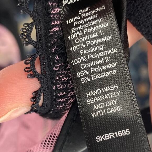 For Love & Lemons Zinnia Bra Floral Embroidered Unlined Underwire Black Pink 38D - Picture 10 of 11